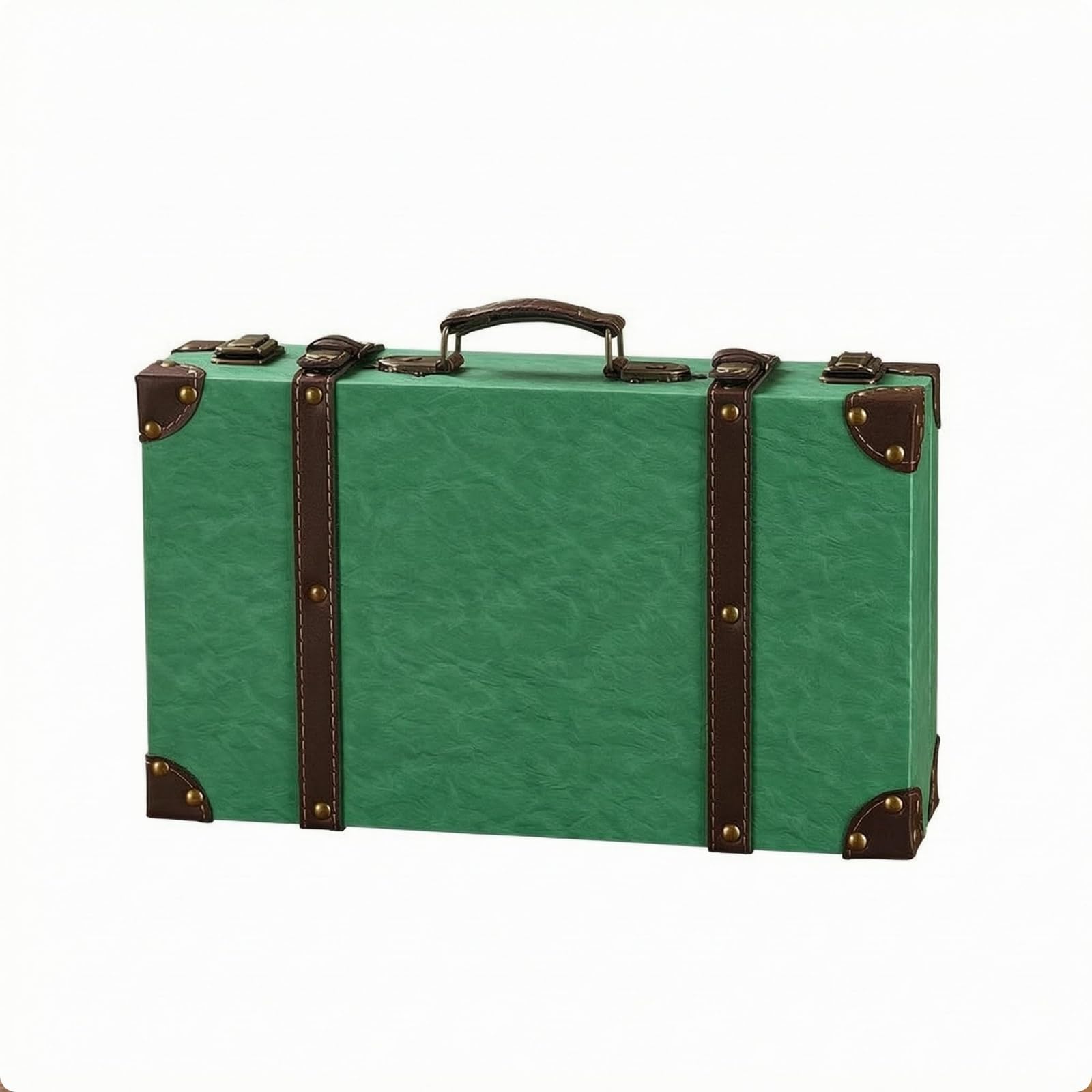 Buy CLOVRIX® Leather-Like Vintage Suitcase Prop Metal Latches
